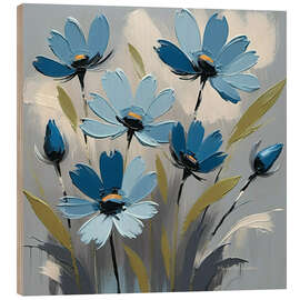 Holzbild Blaue Blumenliebe