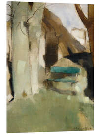 Stampa su vetro acrilico Shadow on the Wall (Green Bench), 1928 - Helene Schjerfbeck