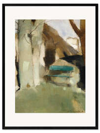 Impresión de arte enmarcada Shadow on the Wall (Green Bench), 1928 - Helene Schjerfbeck