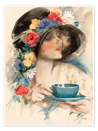 Poster Afternoon Tea - Harrison Fisher, 1925