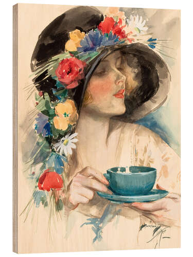 Wood print Afternoon Tea - Harrison Fisher, 1925
