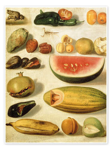 Plakat Still Life With Fruit - Hermenegildo Bustos, 1874