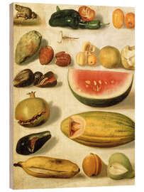 Cuadro de madera Still Life With Fruit - Hermenegildo Bustos, 1874