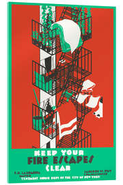 Acrylic print Keep your fire escapes clear, 1936 - Vintage Advertising Collection