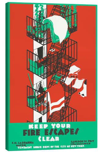 Canvas print Keep your fire escapes clear, 1936