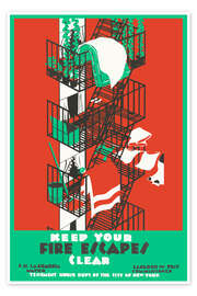 Poster Keep your fire escapes clear, 1936 - Vintage Advertising Collection