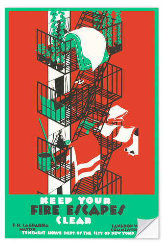 Wall sticker Keep your fire escapes clear, 1936
