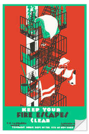 Wall sticker Keep your fire escapes clear, 1936 - Vintage Advertising Collection