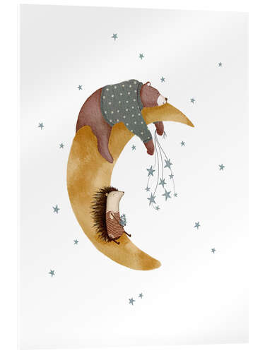 Acrylic print Good night bear and hedgehog