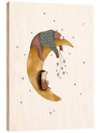 Cuadro de madera Good night bear and hedgehog - Urchin Bay