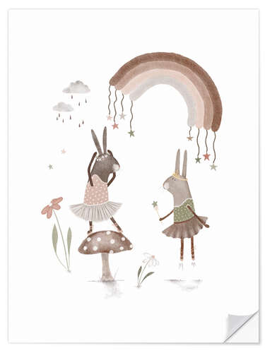 Vinilo para la pared Whimsical Ballerina Bunnies