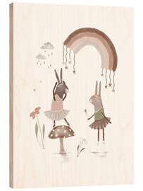 Tableau en bois Whimsical Ballerina Bunnies - Urchin Bay