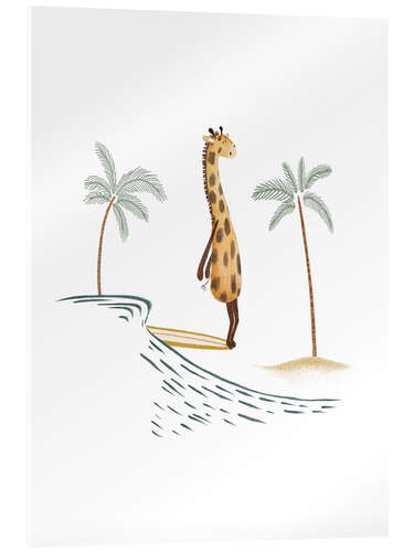 Tableau en verre acrylique Surfer Giraffe