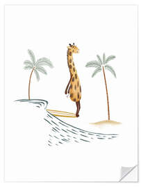 Wandsticker Surfer Giraffe