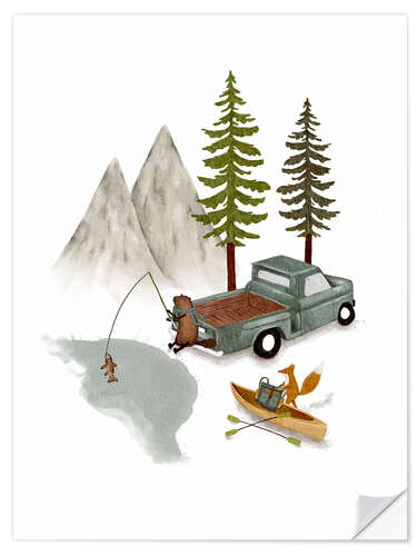 Vinilo para la pared Forest Fishing Adventure