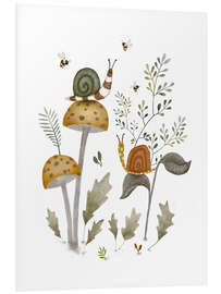 Quadro em PVC Mushrooms, snails and bees - Urchin Bay