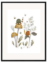 Impresión de arte enmarcada Mushrooms, snails and bees - Urchin Bay