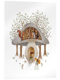 Tableau en verre acrylique Whimsical Mushroom Library