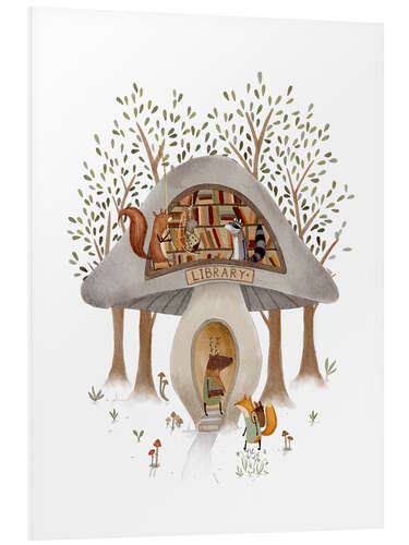 Quadro em PVC Whimsical Mushroom Library
