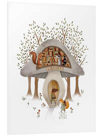 Quadro em PVC Whimsical Mushroom Library - Urchin Bay