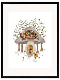 Gerahmter Kunstdruck Märchenhafte Pilz-Bibliothek