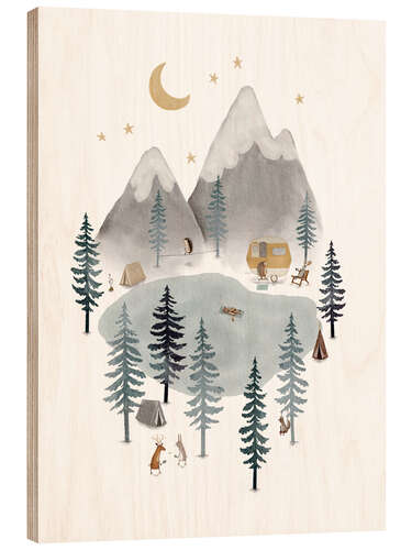 Print på træ Camping adventure in the mountains I