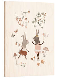 Tableau en bois Cute ballerina rabbits - Urchin Bay