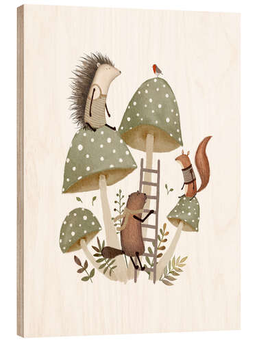 Print på træ Mushroom Playground