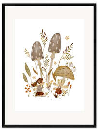 Gerahmter Kunstdruck Feen und Pilze