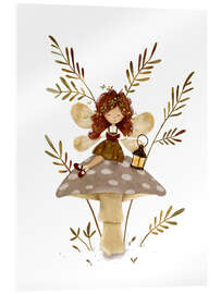 Acrylglasbild Bücherfee auf einem Pilz