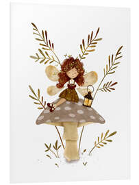 Hartschaumbild Bücherfee auf einem Pilz