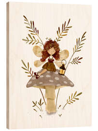 Cuadro de madera Fairy reading on mushroom - Urchin Bay