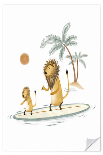Vinilo para la pared Lions Surfing