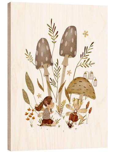 Print på træ Fairy Mushrooms