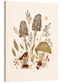 Print på træ Fairy Mushrooms