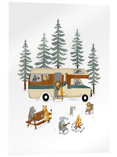 Acrylic print Retro Motor Home in Forest