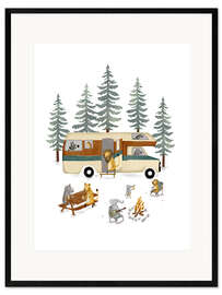 Gerahmter Kunstdruck Wildcamping mit Retro Wohnmobil - Urchin Bay