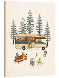 Wood print Retro Motor Home in Forest - Urchin Bay