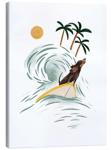 Canvas print Dachshund Surfing