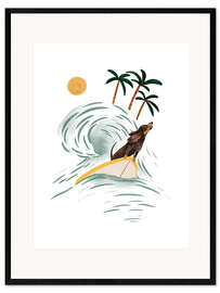 Impresión de arte enmarcada Dachshund Surfing - Urchin Bay