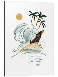 Magnettafel Dackel beim Surfen