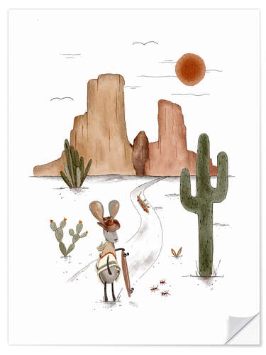 Vinilo para la pared Jack Rabbit in a boho desert