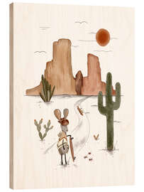 Tableau en bois Jack Rabbit in a boho desert - Urchin Bay
