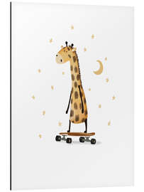 Magnettafel Süße Giraffe beim Skateboarden