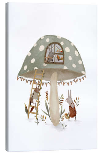 Stampa su tela Whimsical Mushroom House