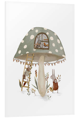 Quadro em PVC Whimsical Mushroom House