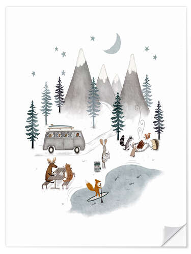 Muursticker Mountains Van Trip