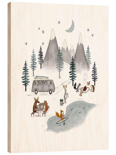 Wood print Mountains Van Trip