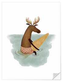 Wandsticker Surfer Elch - Urchin Bay