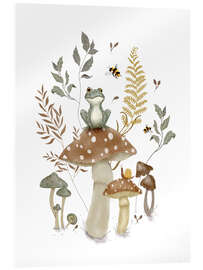 Tableau en verre acrylique Frog and mushrooms - Urchin Bay